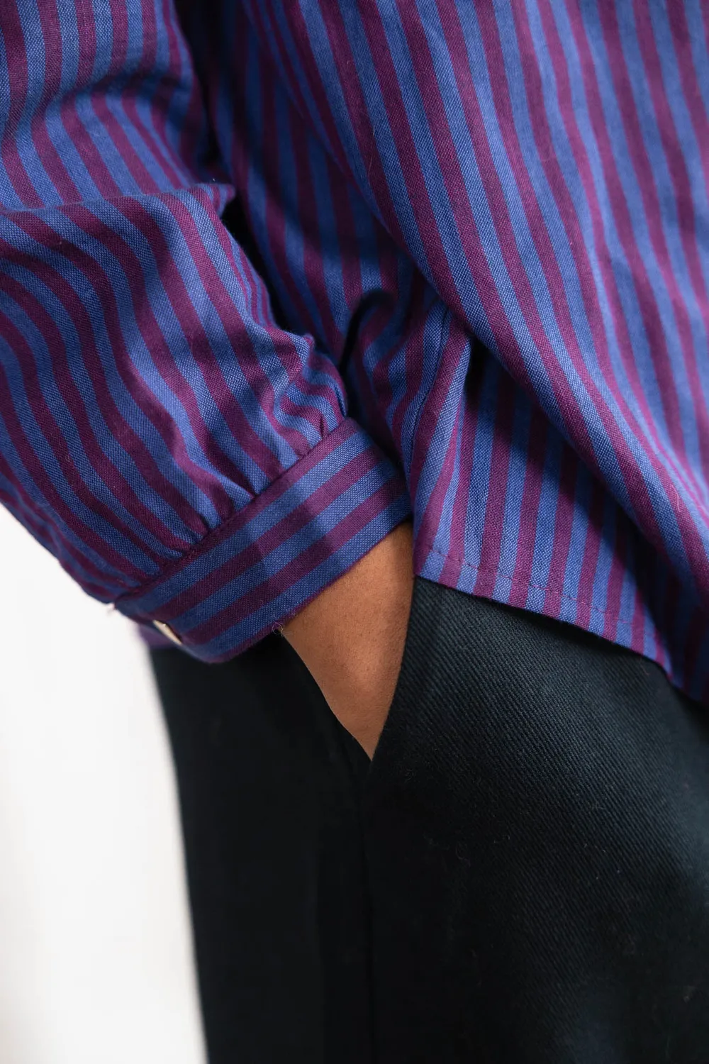 Jyoti Hawali Stripe camicia cotone righe blu mora