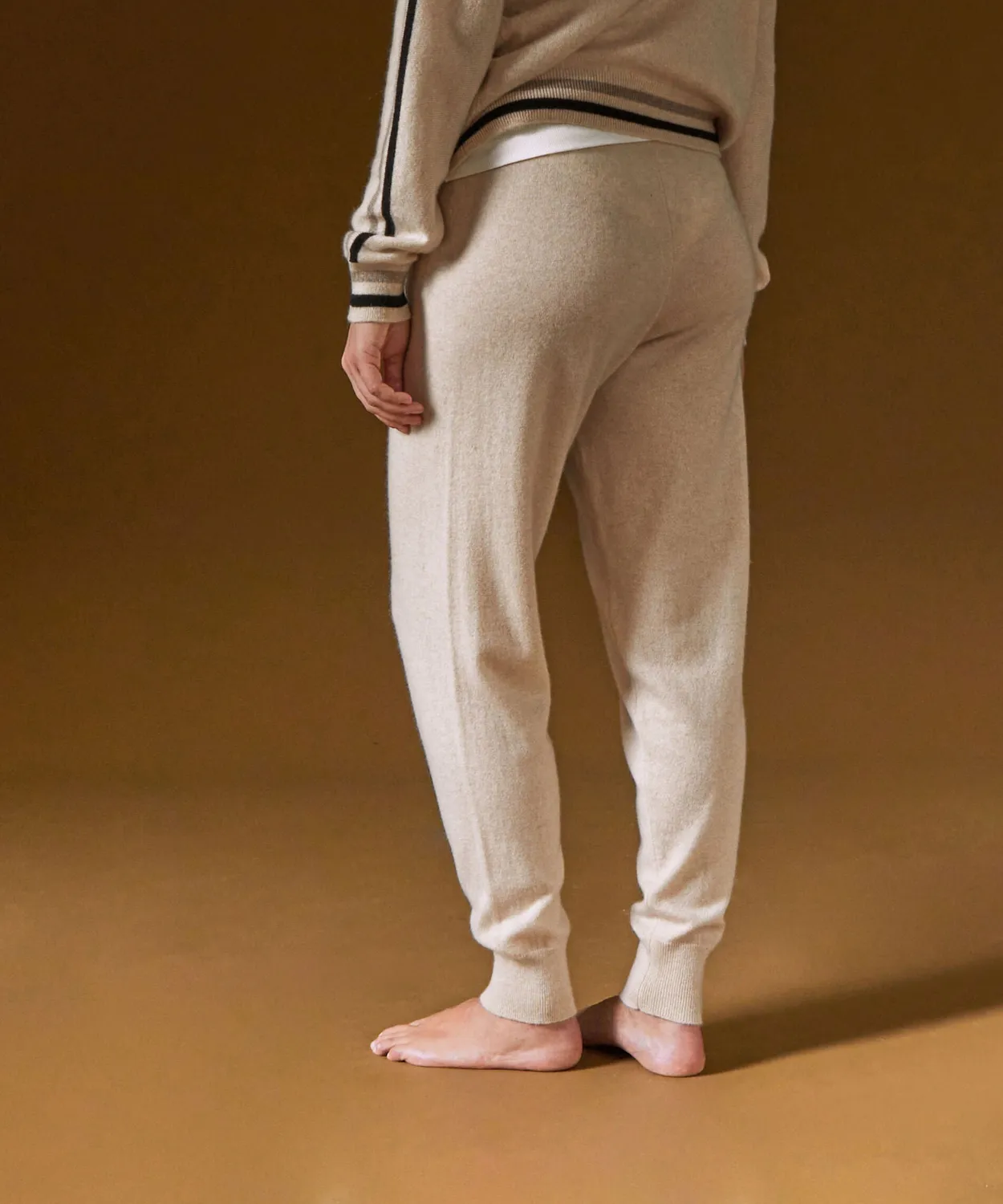 Rodier pantaloni jogging cashmere bianco crema 100% cashmere