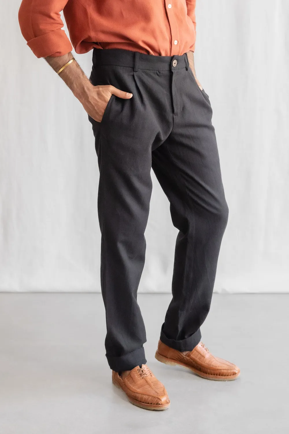Jyoti Fair Works Sameer pantaloni uomo neri cotone
