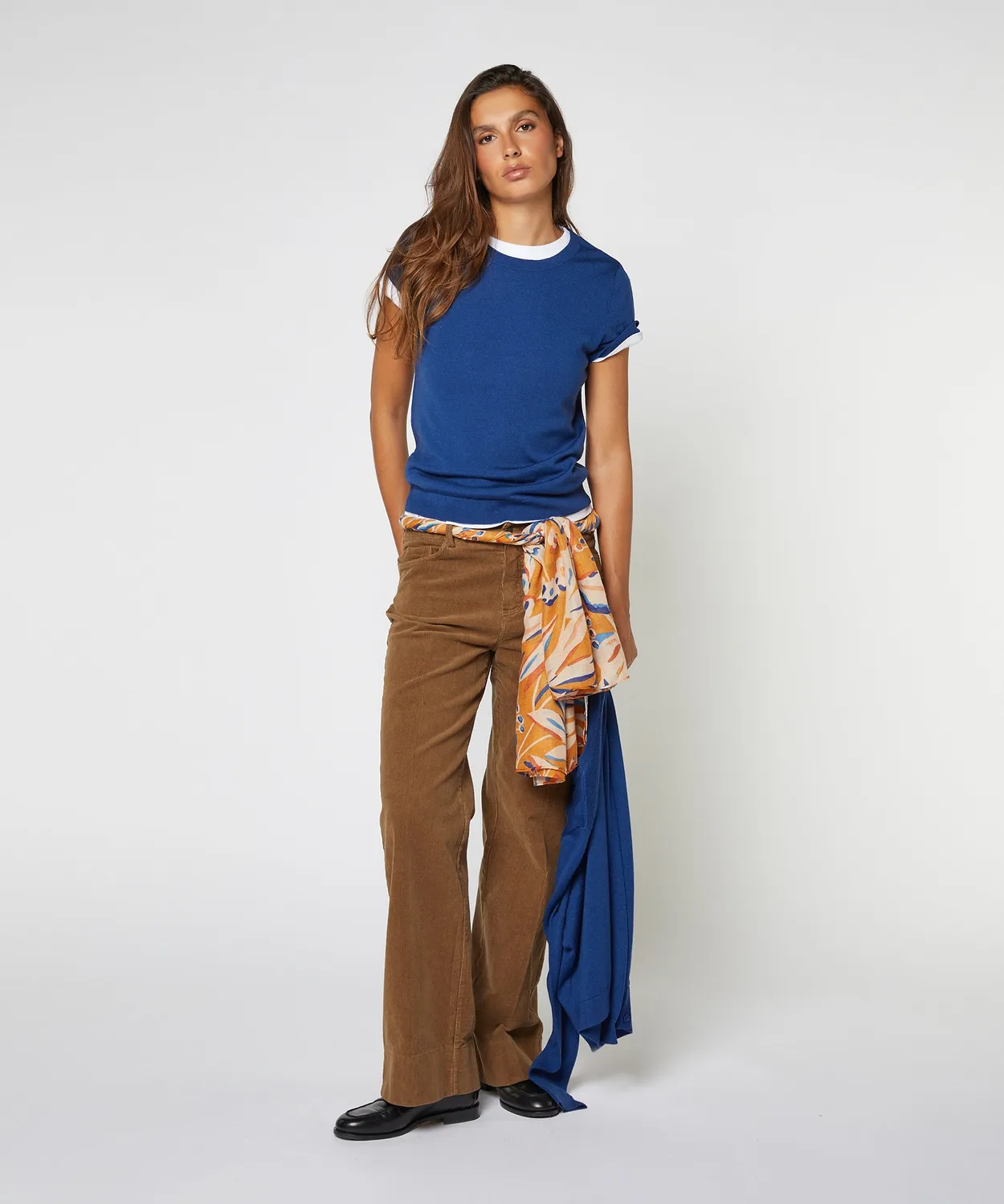 Rodier twin-set lana girocollo blu zaffiro donna