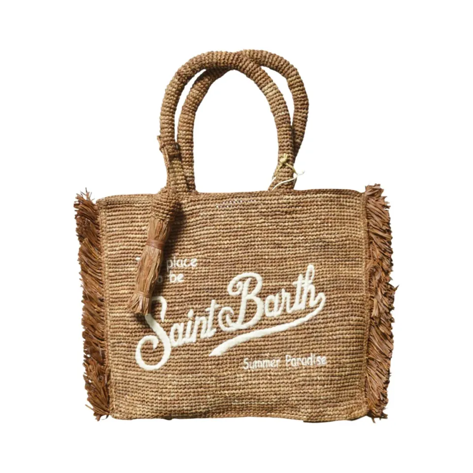 Saint Barth COL0026 shopping bag marrone rafia