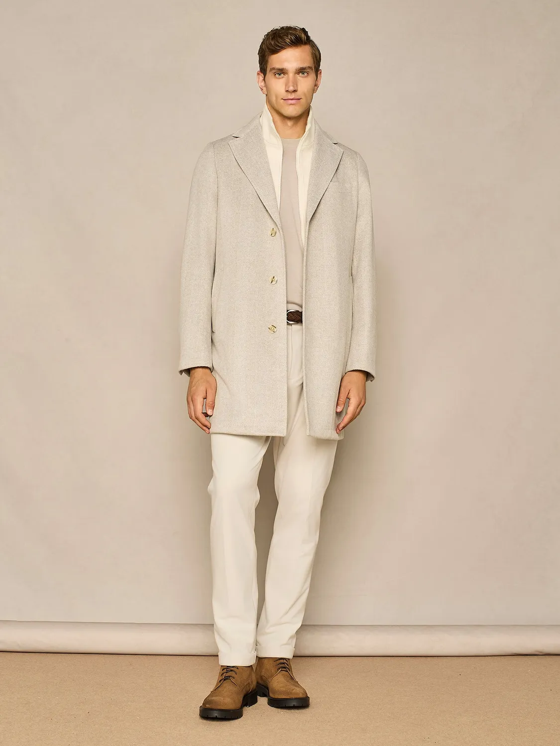 Paul Taylor Cappotto Monopetto Spinato Beige