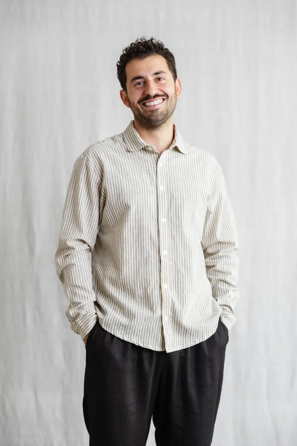 Jyoti Himat camicia cotone grigio bianco