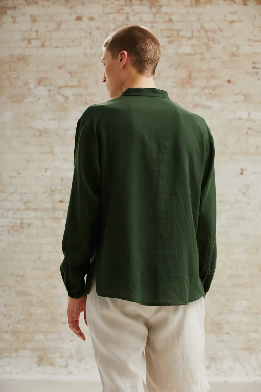 Jyoti Tanu tunica cotone verde collo coreano
