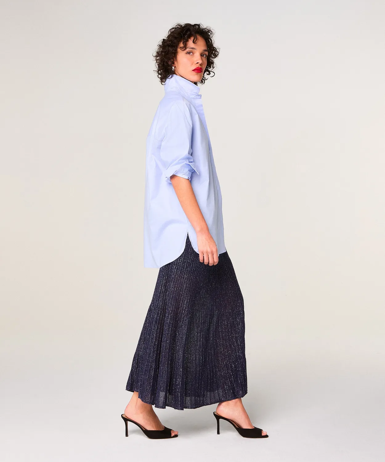 Rodier camicia oversize celeste cotone