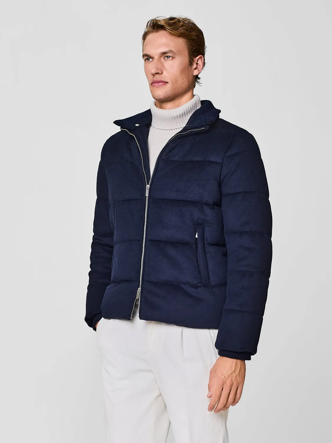 Paul Taylor giubbino lana imbottito blu collo staccabile