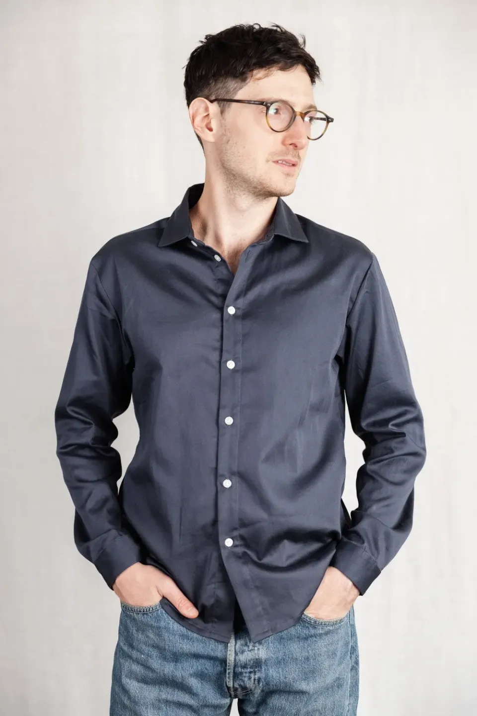 Jyoti Himat camicia cotone uomo grigio scuro