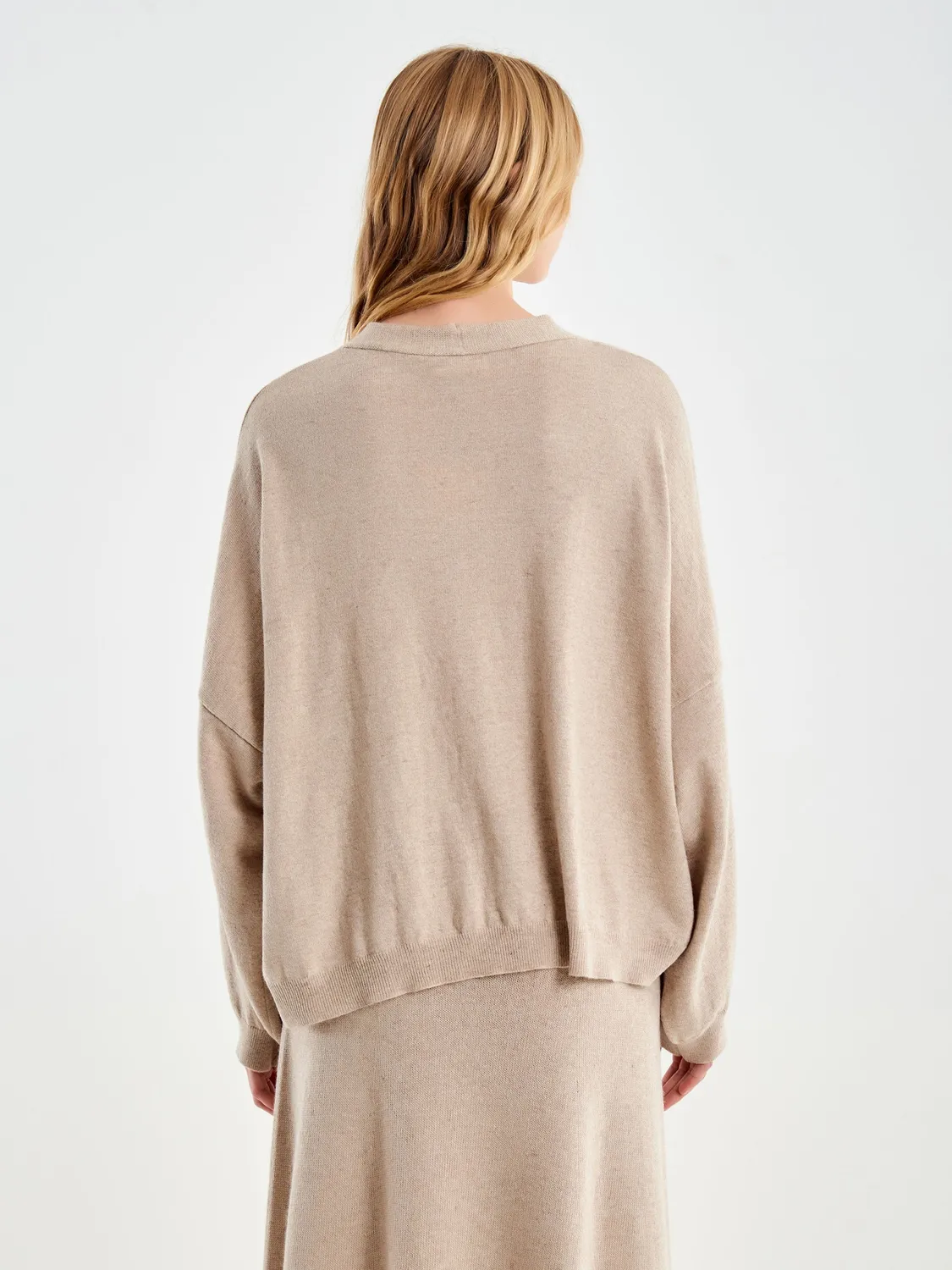 Vicolo Coreana cardigan beige maniche corte misto lana