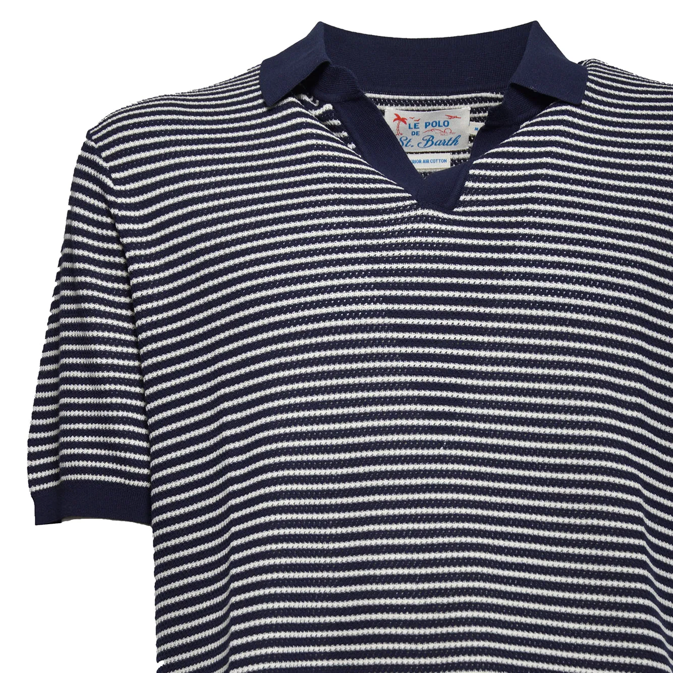 Saint Barth SLO0010 polo righe cotone blu maniche corte