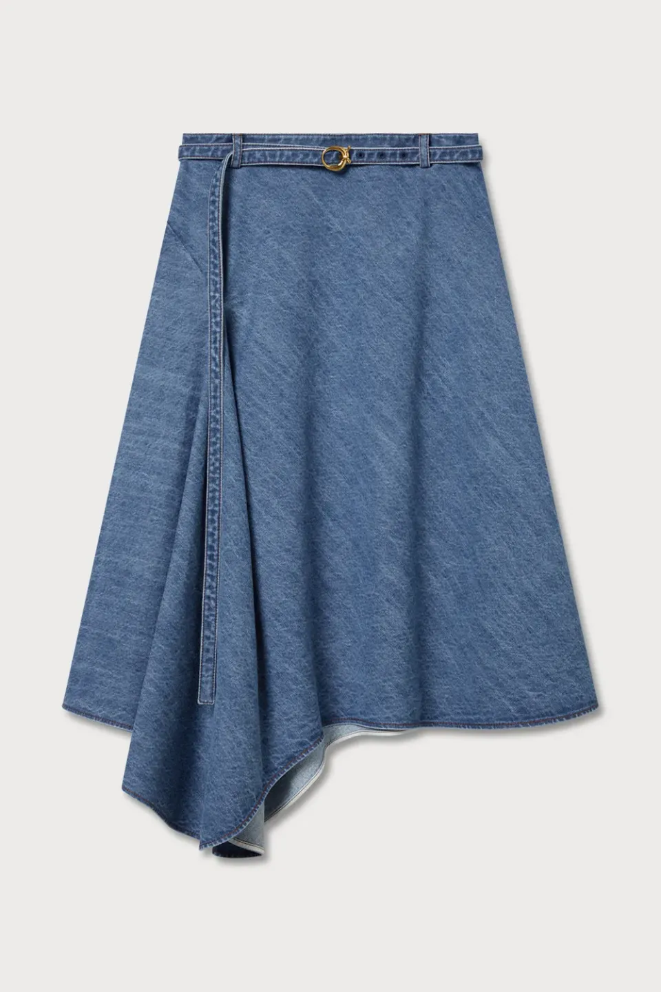 PORTS Asymmetrical Denim Skirt gonna indigo midi