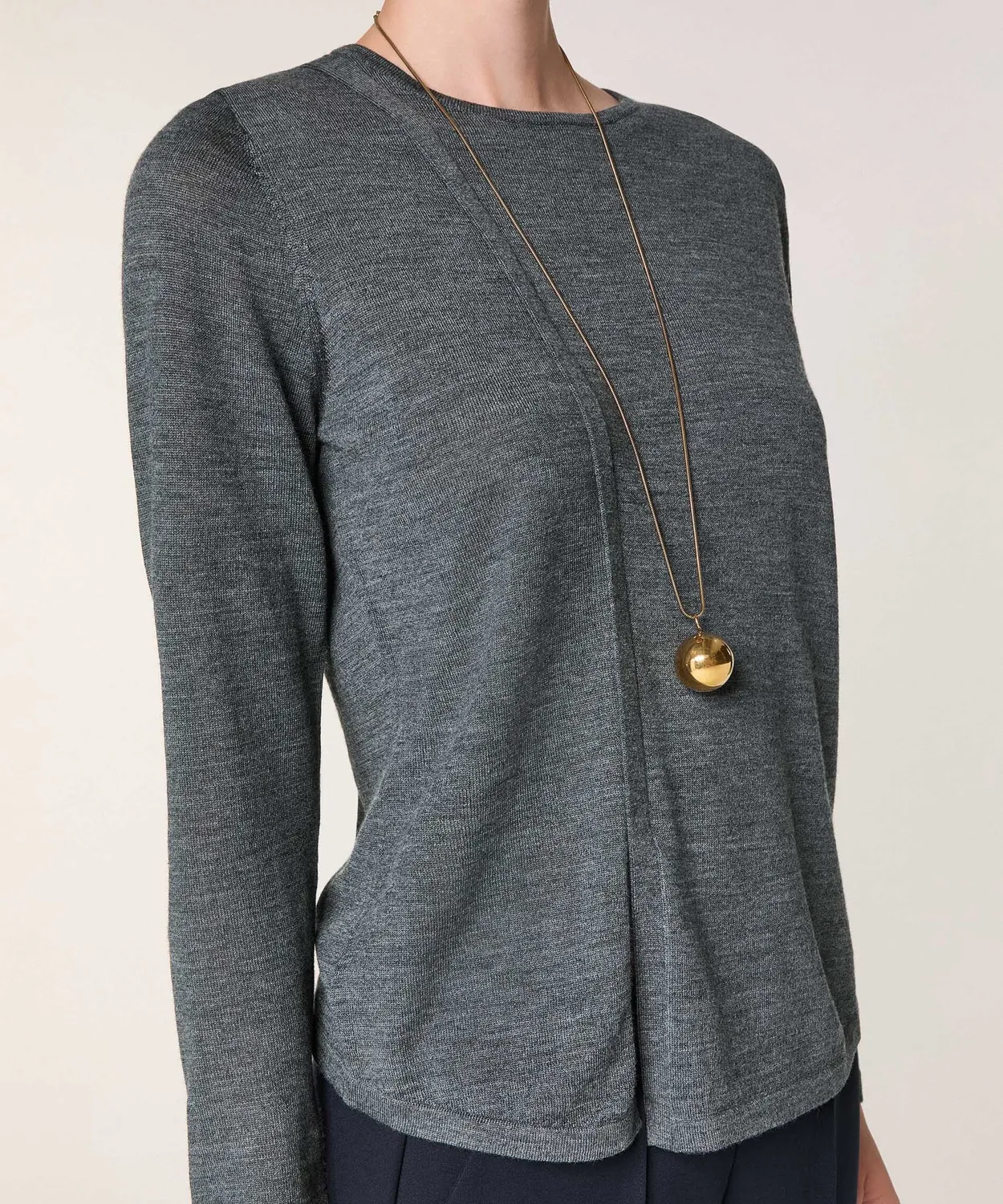 Rodier maglione girocollo merino grigio piombo maglia fine