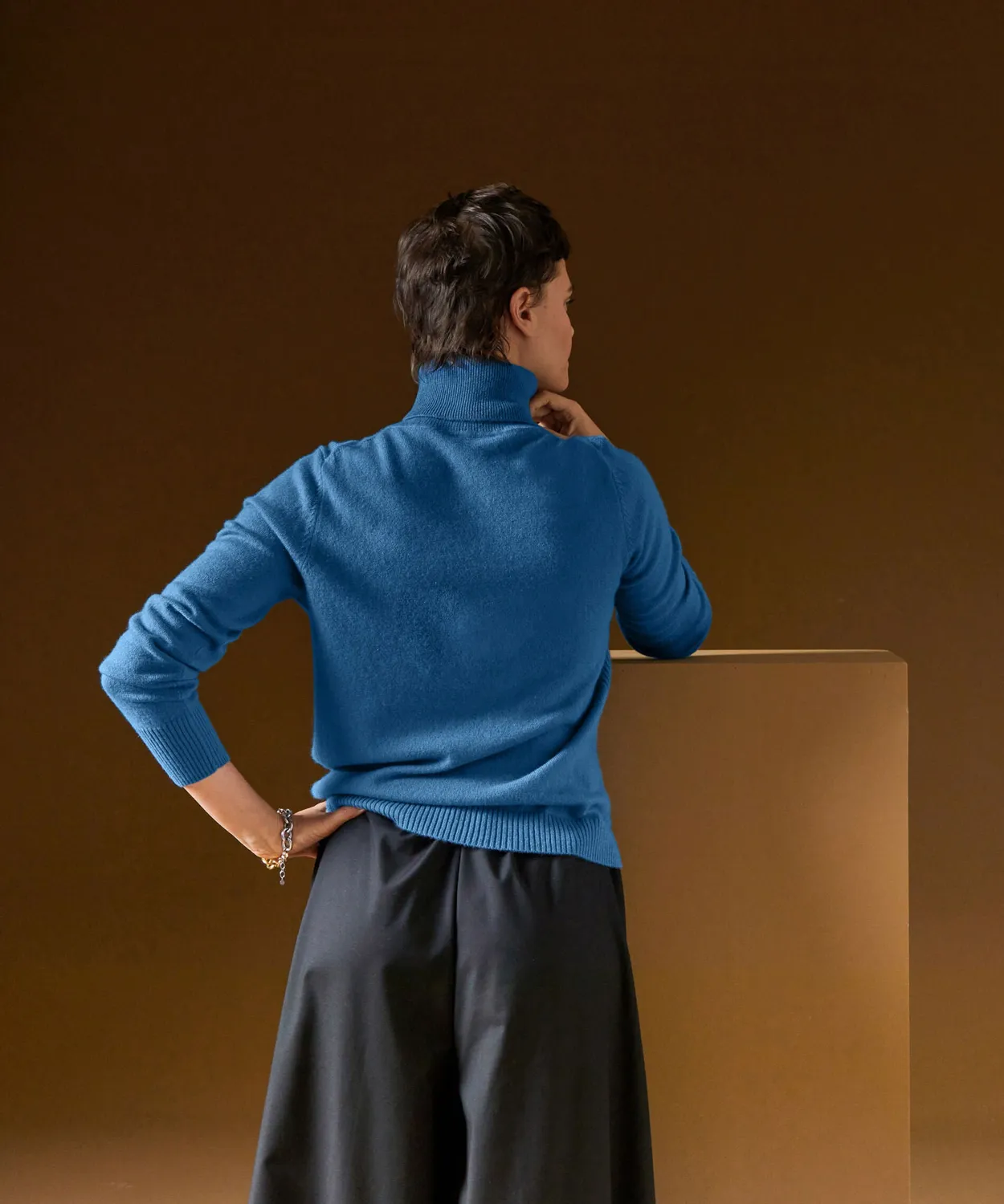 Rodier Dolcevita Cashmere Blu Azzurro Maglione 100% Cashmere