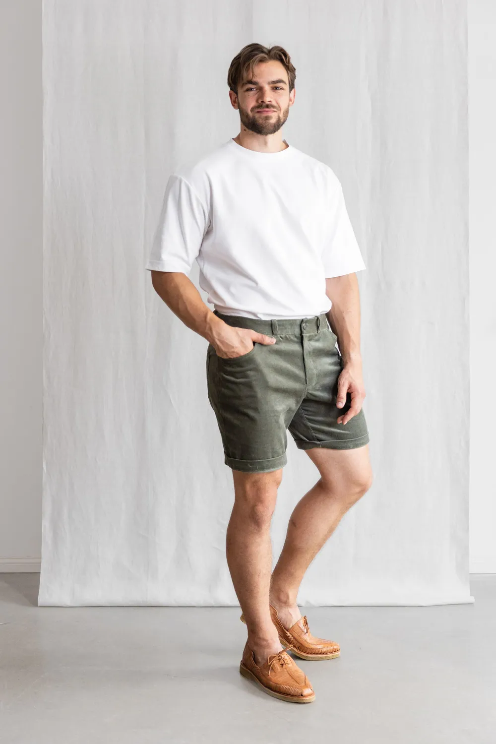 Jyoti Gauri shorts velluto cotone pistacchio