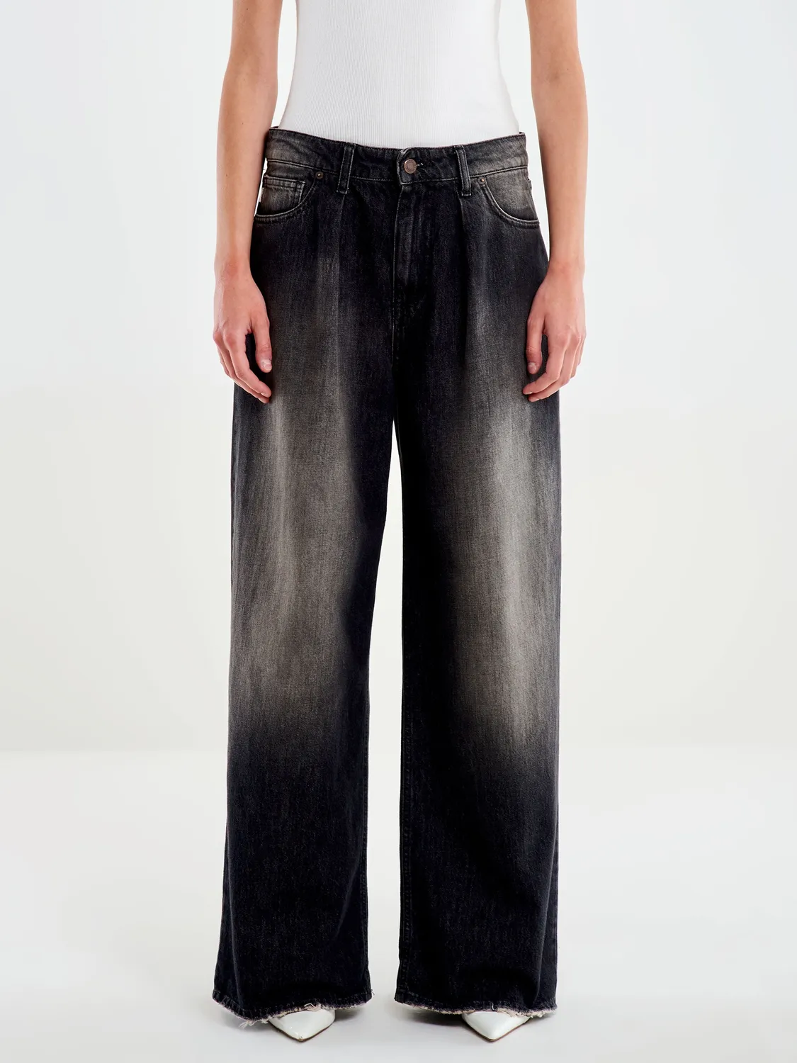 Vicolo Zaid Dirty jeans wide leg neri