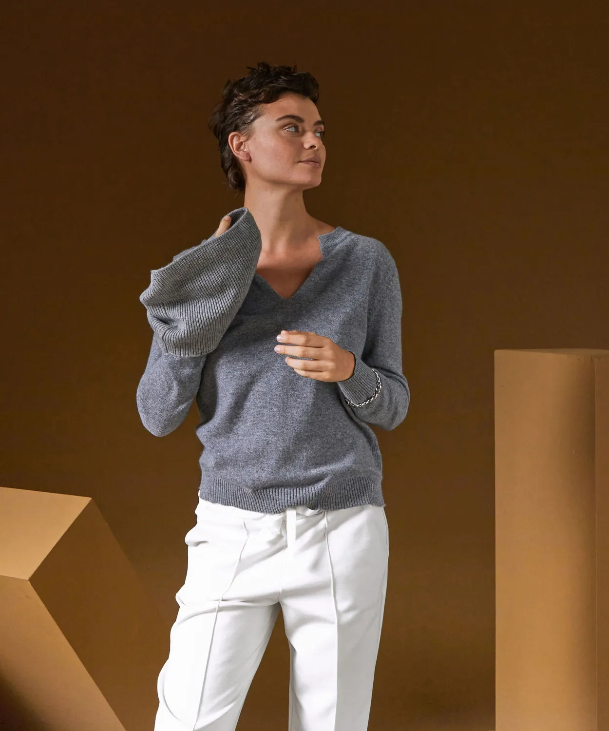 Rodier Maglia cashmere collo tunisino Grigio 38