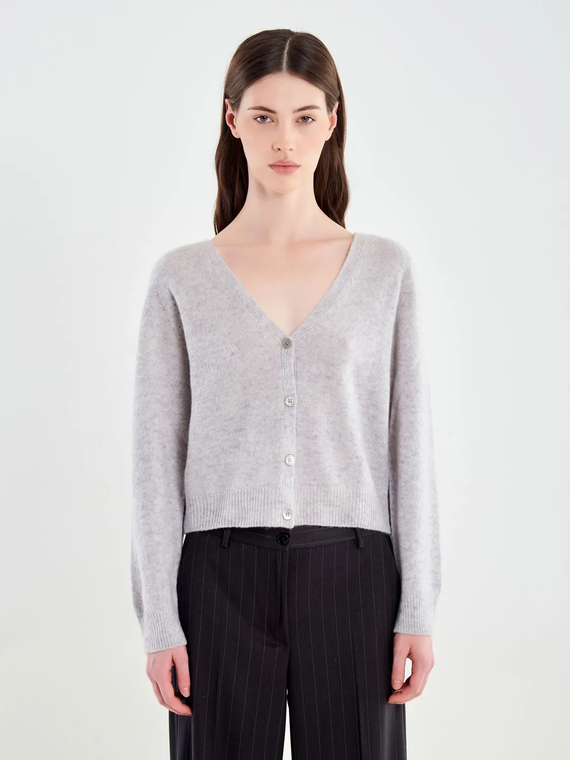 Vicolo Cardigan Scollo a V Maglia Grigio Cashmere