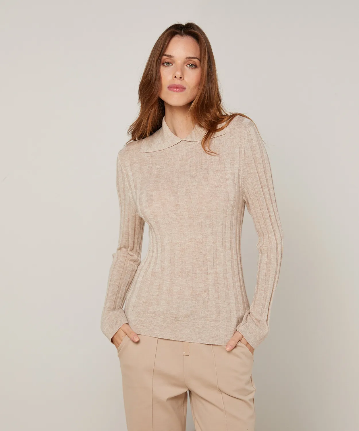 Rodier Dolcevita a Calzino maglione beige