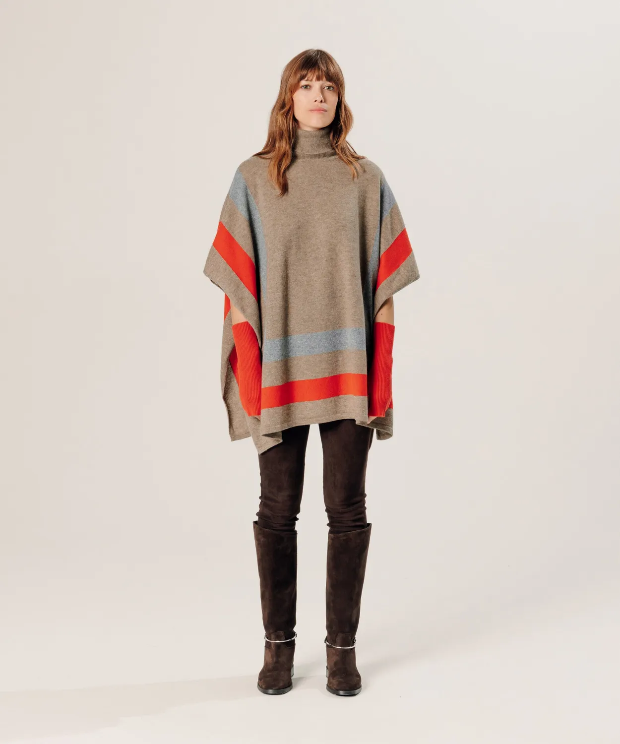 Rodier Poncho in cashmere beige taglia unica