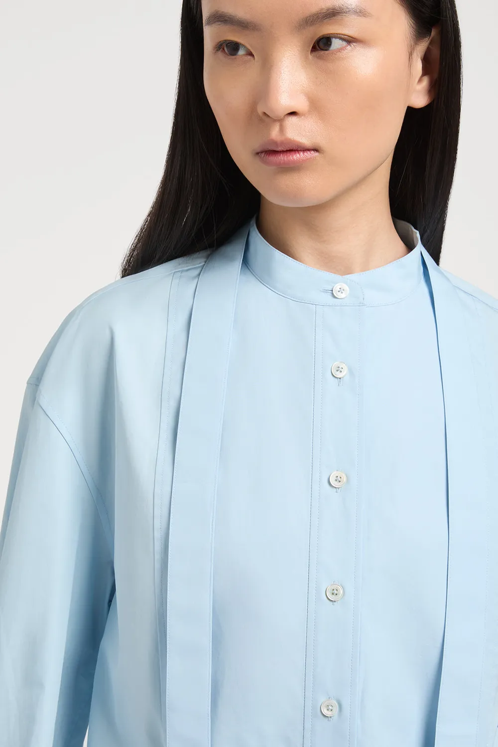 PORTS 1961 Classic Tie camicia azzurra con fiocco