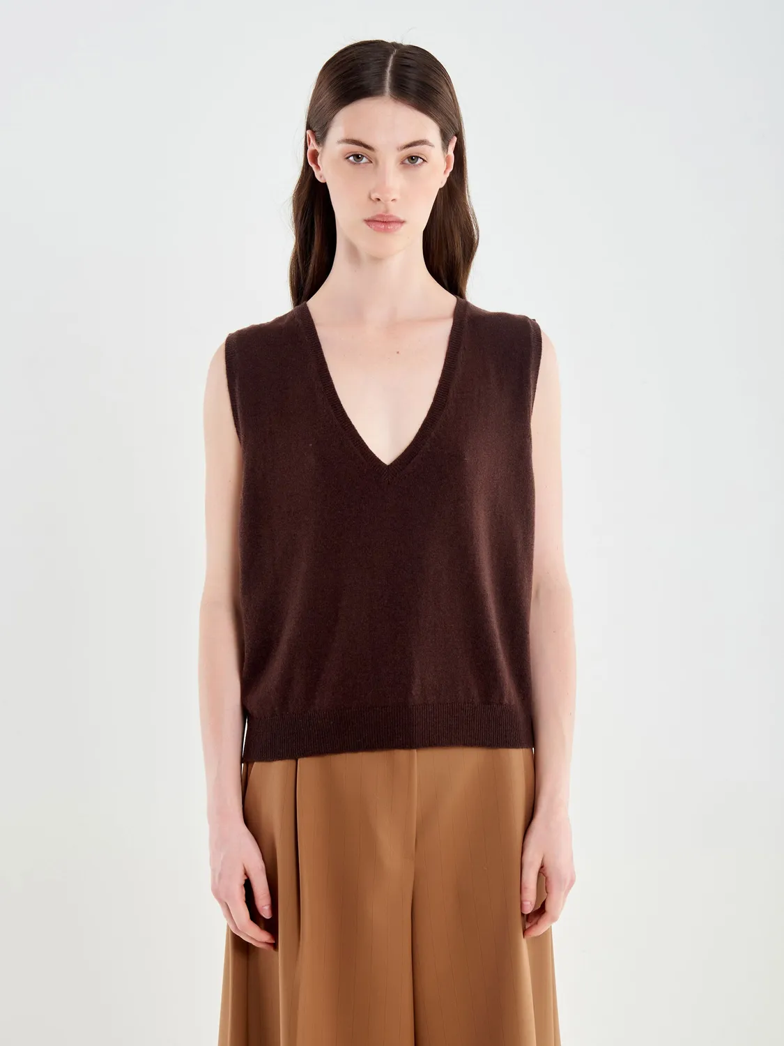 Vicolo Gilet Scollo a V fondente cashmere taglia unica