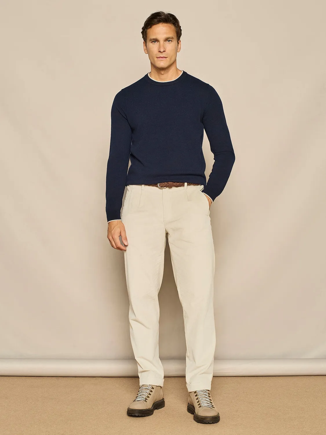 Paul Taylor girocollo misto cashmere blu doppio collo