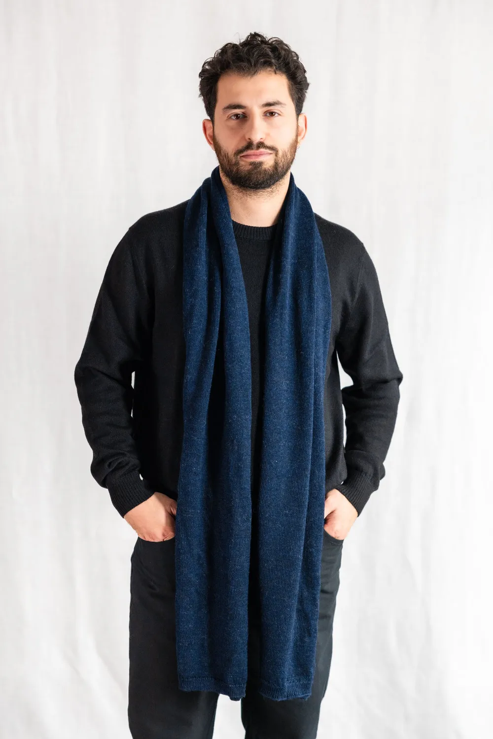 Jyoti Baby Alpaca Paracas sciarpa blu navy calda