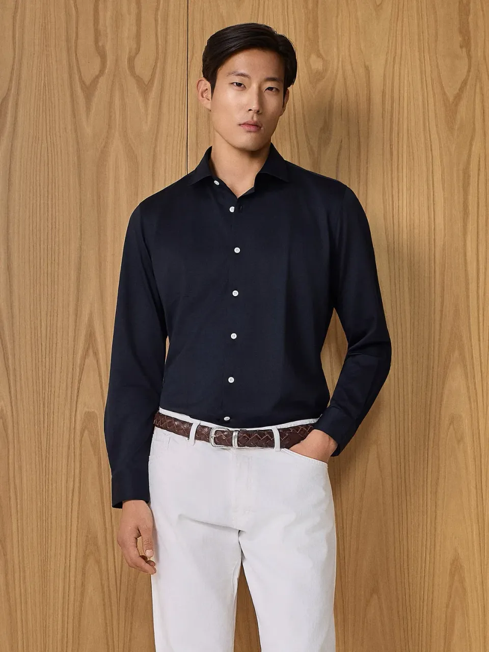 Paul Taylor camicia tecnica blu regular fit no iron