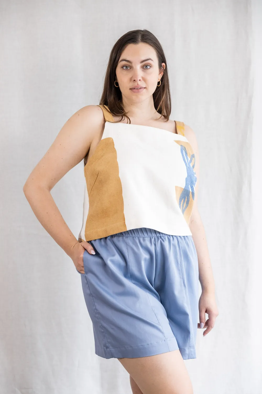 Jyoti Chira top cotone donna savannah block print