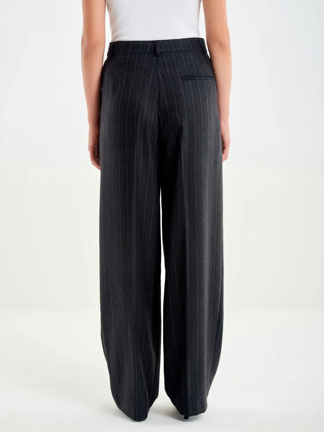 Vicolo Pantalone Gessato ampio asfalto taglie XS-L