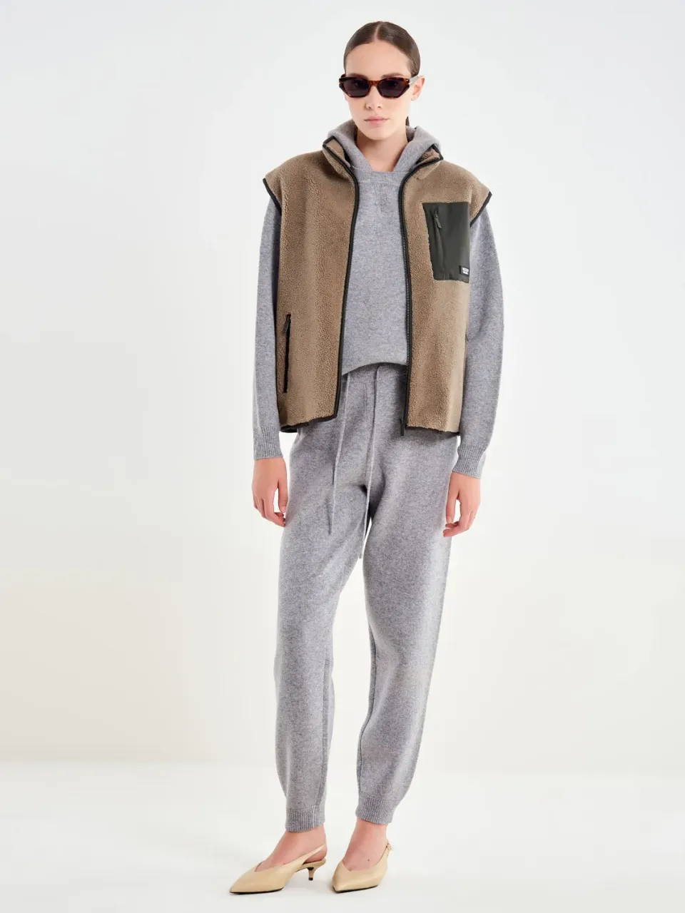 Vicolo Pantalone Jogger in Lana grigio 100% lana