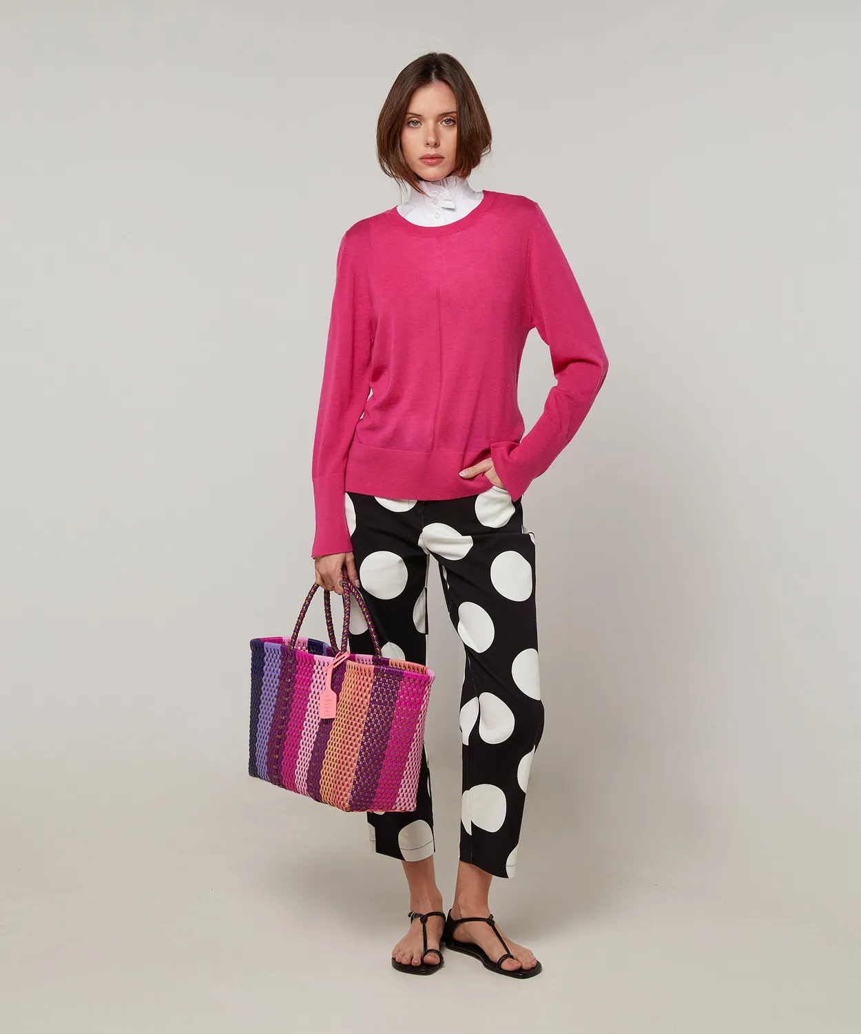 Rodier Girocollo maglione lana merino rosa tonic