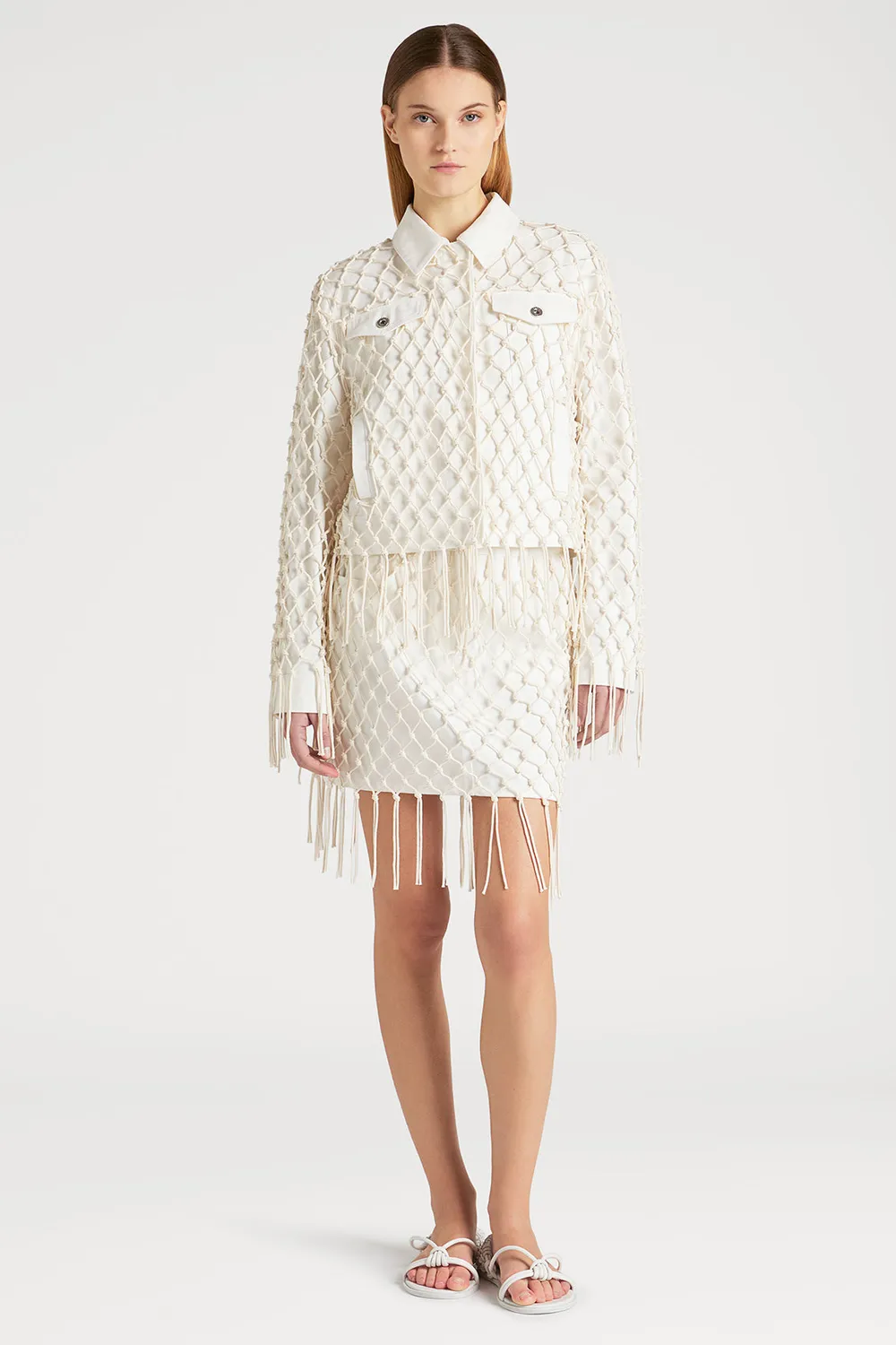 PORTS 1961 Weaving gonna denim bianca estiva