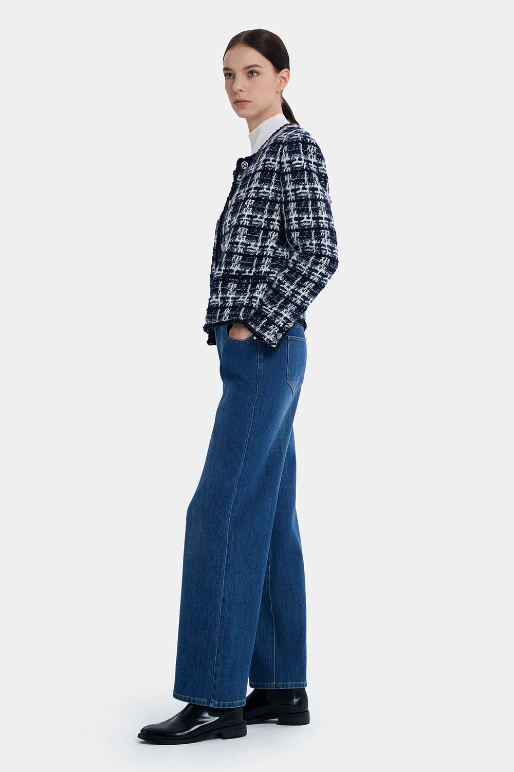 Ports Cashmere Alpaca Giacca tweed navy mix