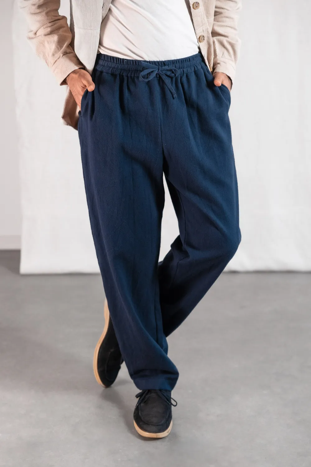 Jyoti Fair Works Jhan pantaloni blu-grigio flanella