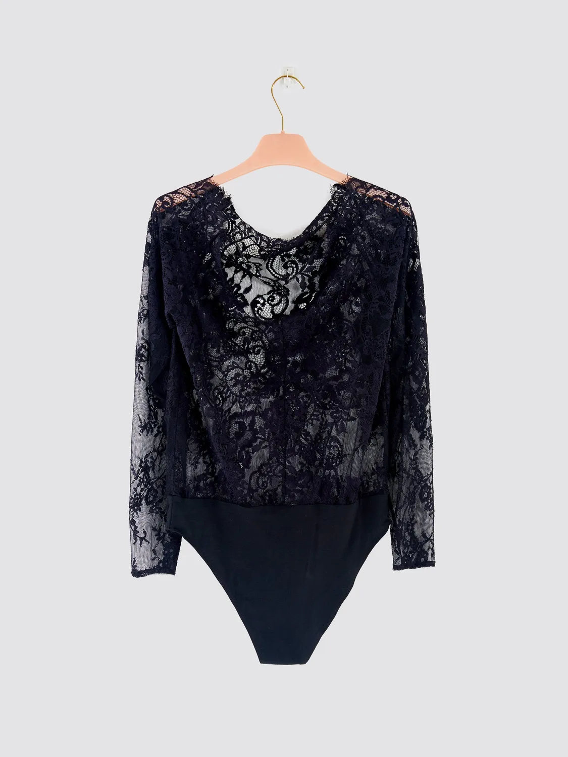 Vicolo body in pizzo nero maniche lunghe
