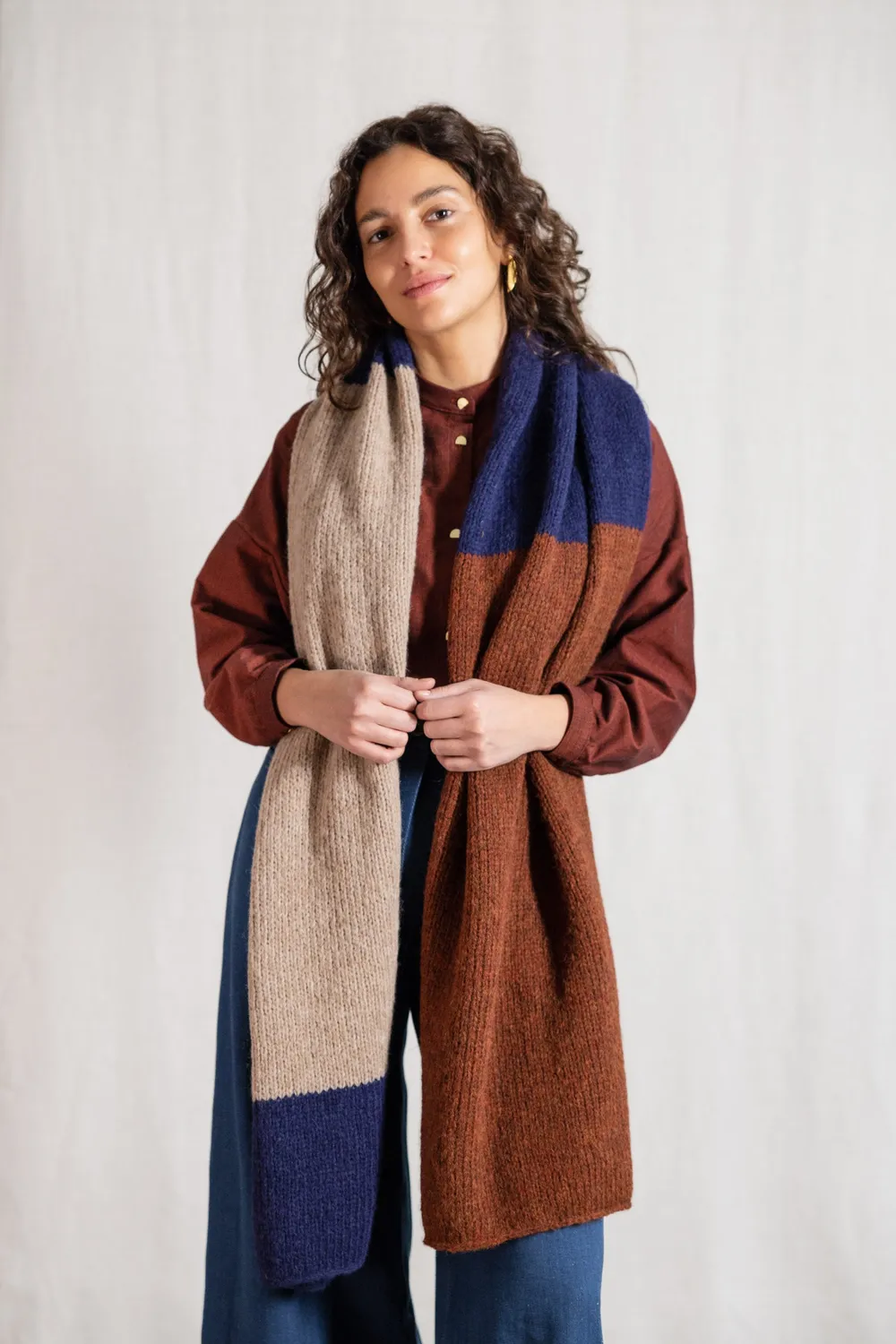 Jyoti Tapabocas Colorblock sciarpa in baby alpaca colorblock