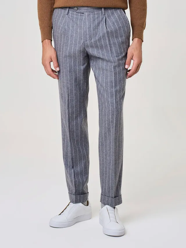 Paul Taylor Pantalone Misto Lana Gessato Grigio