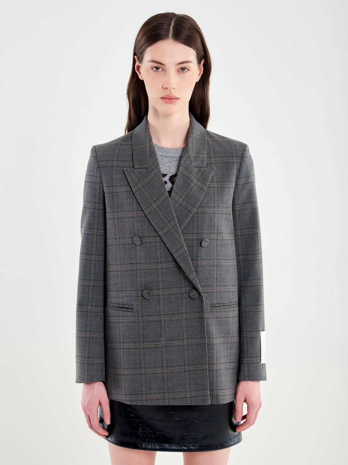 Vicolo Fantasia Quadri blazer doppiopetto grigio