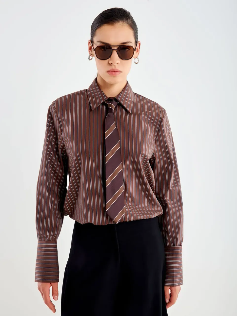 Vicolo Camicia a Righe in Popeline Moro