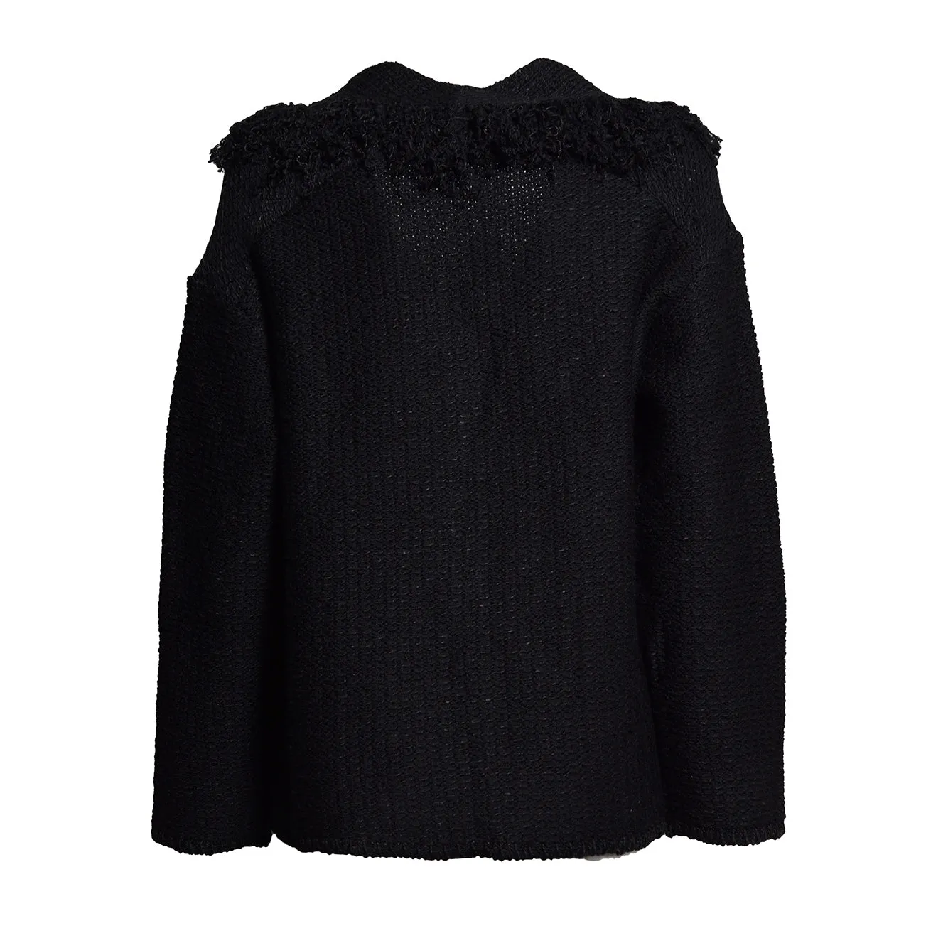 Charlott 806500 cardigan nero in lana collo sciallato