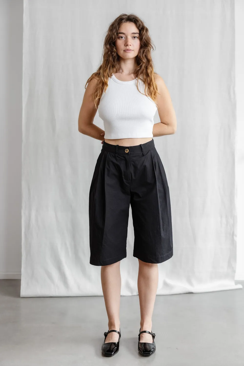 Jyoti Samud Black bermuda cotone bio donna