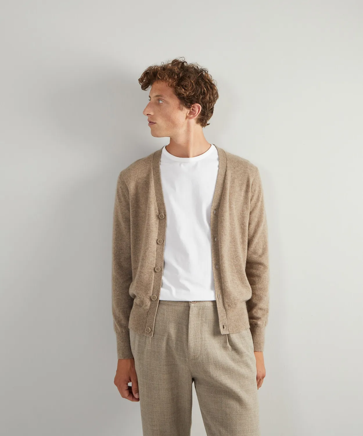 Rodier Cardigan Cashmere 2 Capi Marrone Tortora Uomo