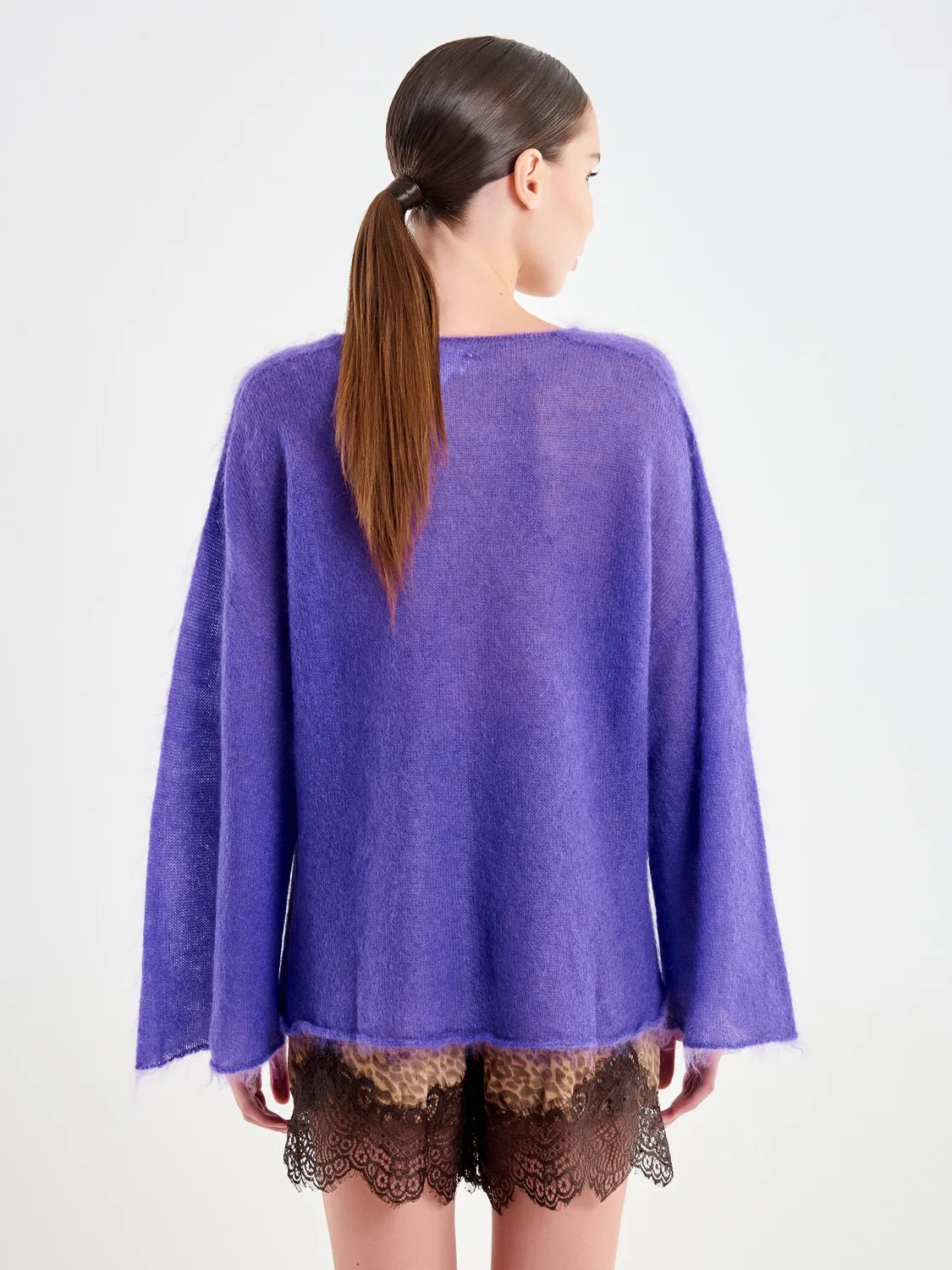 Vicolo pull oversize scollo V mohair viola