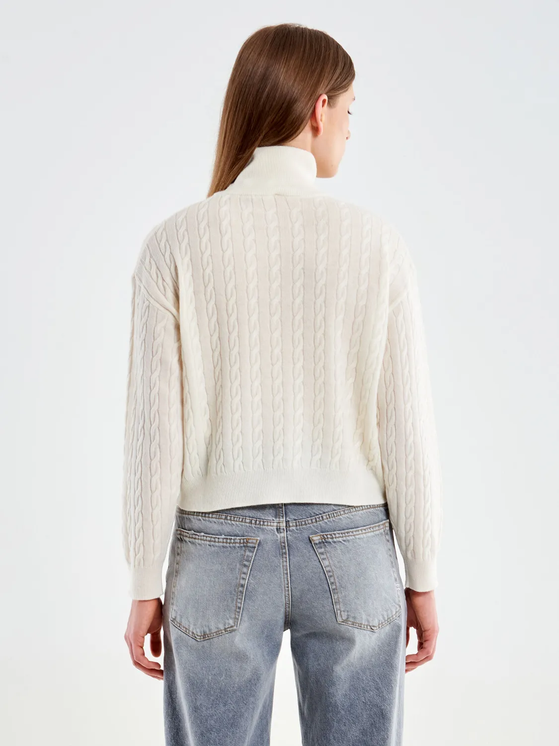 Vicolo Pull Camionaire Trecce maglia lana naturale zip