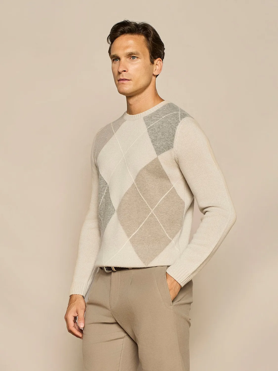 Paul Taylor Rombi maglione girocollo cashmere burro