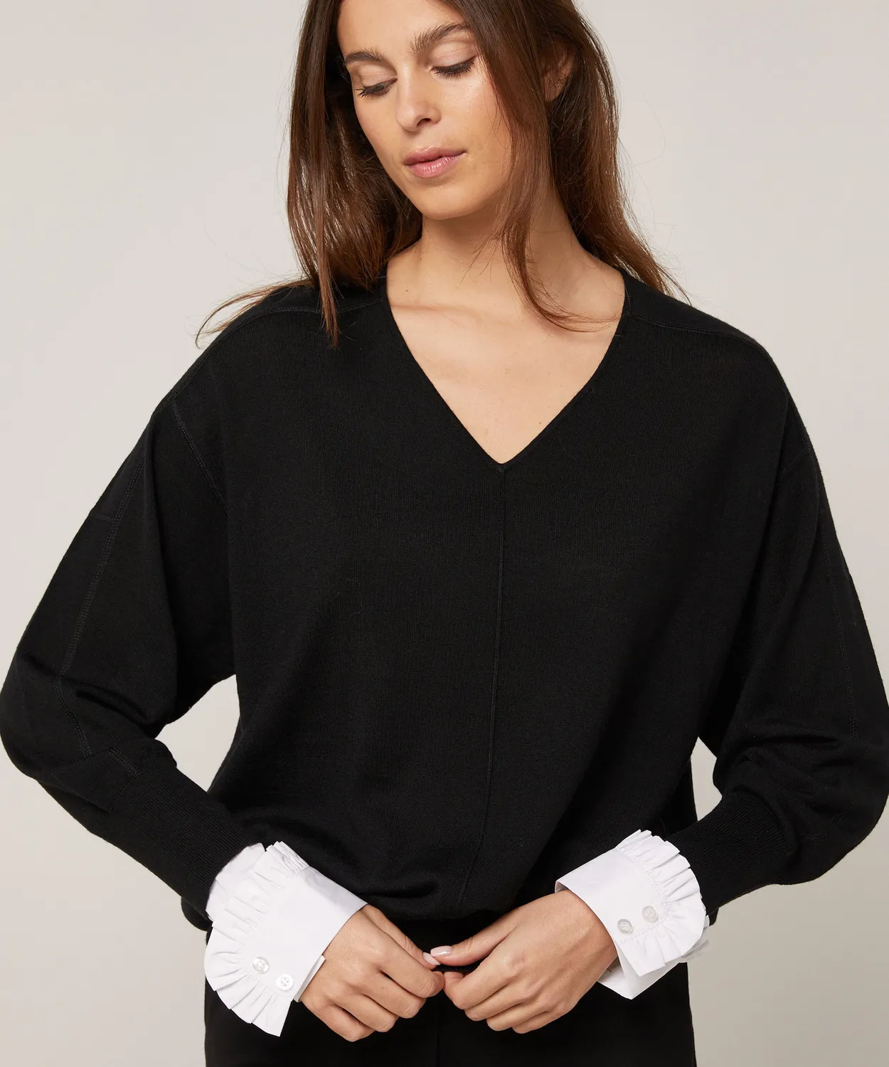 Rodier maglione oversize scollo a V lana nero