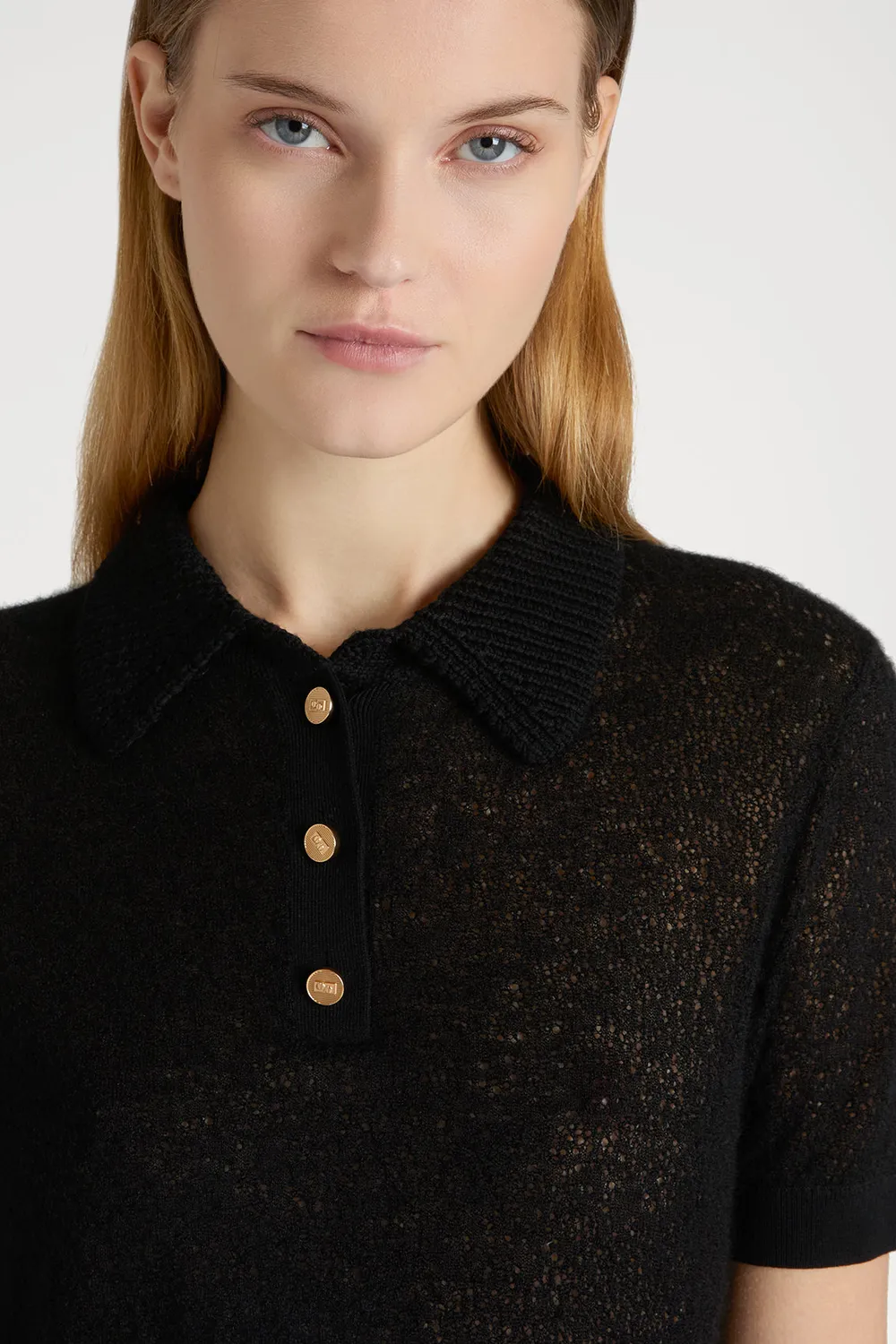 Ports 1961 SS25 polo nera maglia elegante