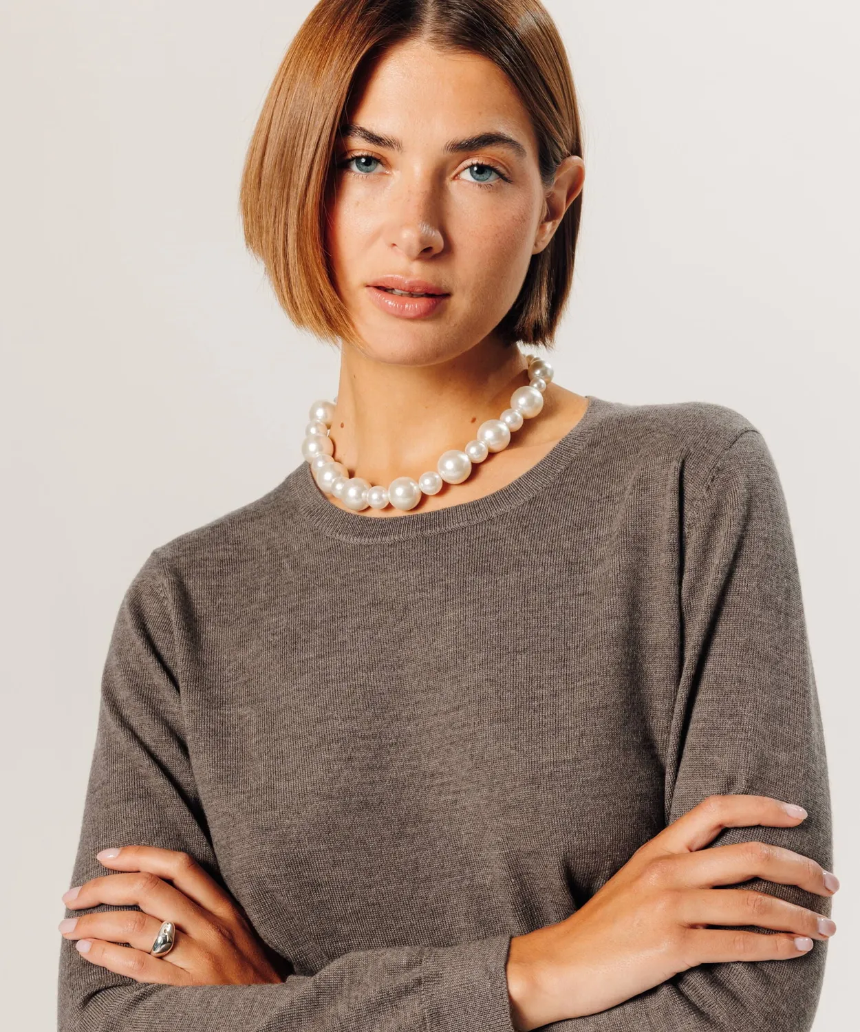 Rodier maglione girocollo lana merino taupe