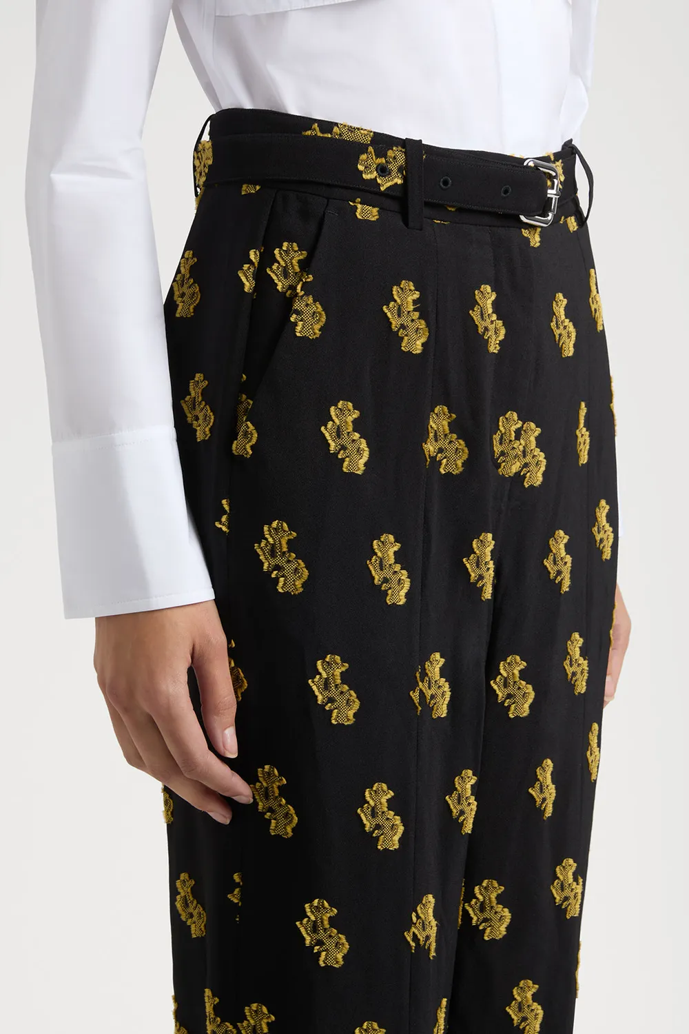 PORTS pantaloni corallo fil coupé neri oro