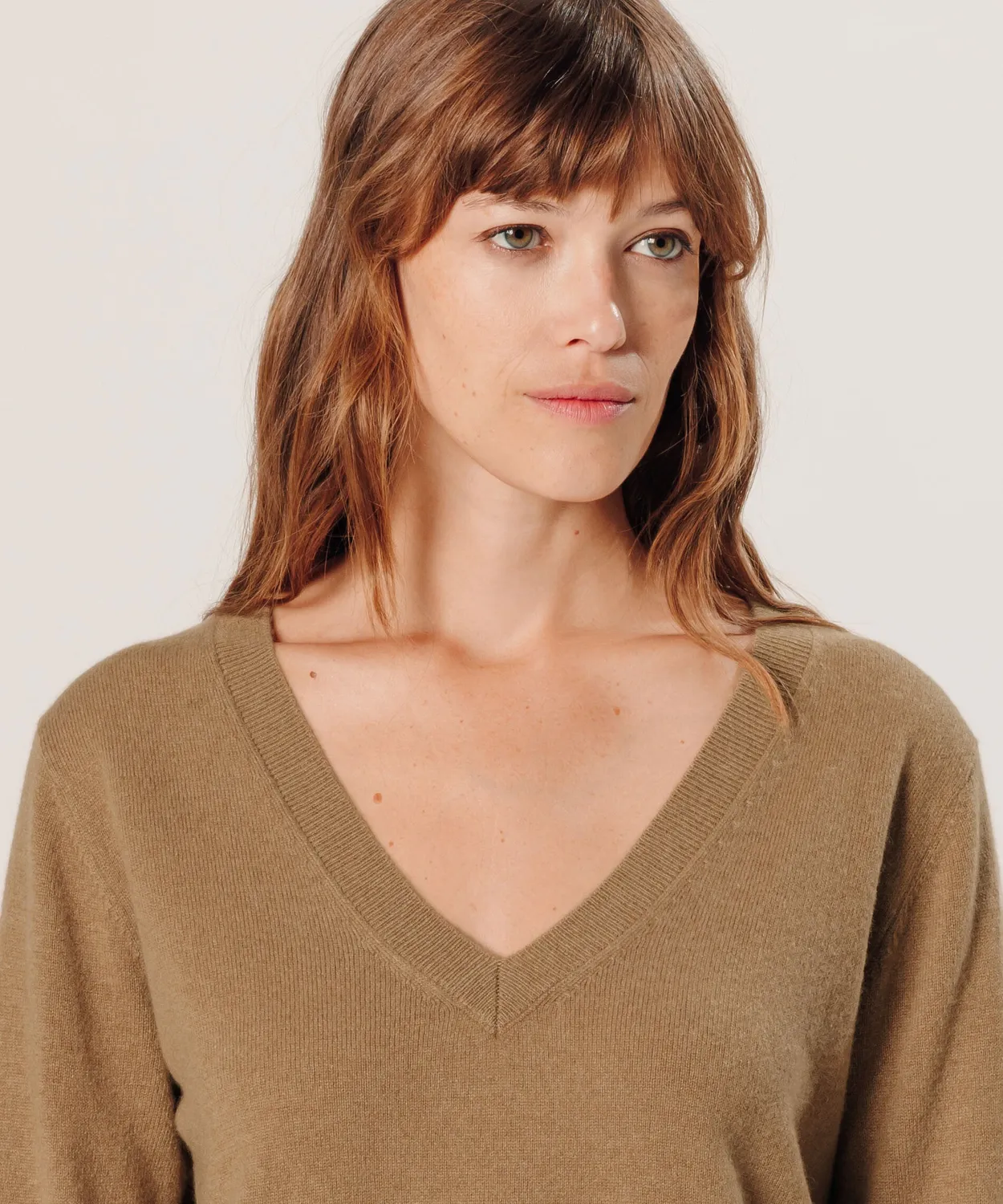 Rodier maglione cashmere V cammello donna
